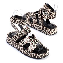 Shoetek Ebbe Kadın Sandalet Bantlı Bilekten Dolamalı Leopar