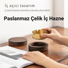 Coofbe Ahşap Kapaklı Masaüstü Küllük Kül Tablası Paslanmaz Çelik Kül Tablası Koku Engellemeli Küllük