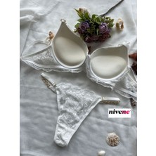 Nivene Zincirli Dantelli Dolgulu Push Up Sütyen Takım