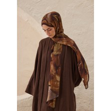 Fresh Dark Garden Desen Rami Şal Kahve