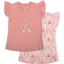 Bebelop Çiçek Baskılı Kolu Büzgülü T-Shirt