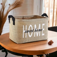 Rope Home Jüt Dolap Içi Çamaşır Çocuk Odası Oyuncak Düzenleyici Katlanır Saklama Sepeti Organizer 30X22X18