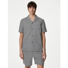 Marks & Spencer Kısa Kollu Desenli Supima® Pijama Üstü