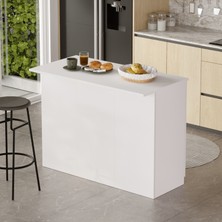 L'occi Concept Steel Ada Mutfak Yemek Masası 2 Kapaklı 120CM Beyaz Sl2-W
