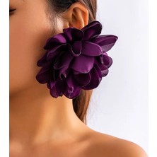 Poseidons Jewellery Zara - Mango Tarz Çiçek Saten Büyük Boy Renk Renk Küpeler