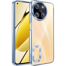 Kzy Realme 11 4g Kapak Yanları Renkli Lens Korumalı Logo Gösteren Şeffaf Luxury Silikon Kılıf - Mavi