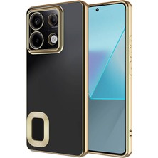 Kzy Xiaomi Note 13 4g Kapak Yanları Renkli Lens Korumalı Logo Gösteren Şeffaf Luxury Silikon Kılıf - Gold