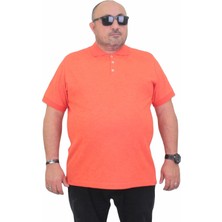 Moc Grande Mocgrande Erkek Büyük Beden Polo Yaka Mat Baskılı Tişört 24451 Nar Çiçeği