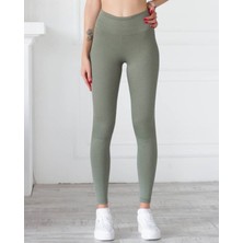 Kadın Yüksek Bel Dalgıç Kumaş Fitilli Uzun Tayt 4117