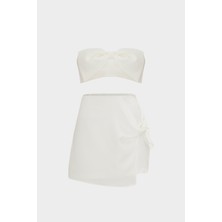 Açelya Okcu Premium Fiyonk Detaylı Bustiyer Etek Alt Üst Kadın Takım