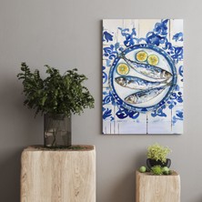 Pegziz Uskumru Balık Pop Art Kanvas Tablo - Salon Oturma Odası Mutfak Ofis Için Duvar Dekoru