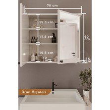 Furniqo AD-1 Banyo Dolabı, 2 Kapaklı Lavabo Üstü Aynalı Dolap, Çok Amaçlı Dolap, Beyaz Aynalı Dolap