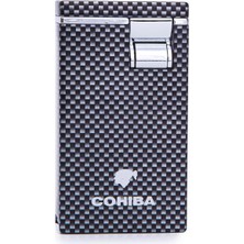 Cohiba Çift Torch Pürmüz Karbon Desenli Metal Puro Çakmağı