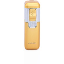 Parmida 4 Torch Sarı-Gümüş Metal Puro Çakmağı