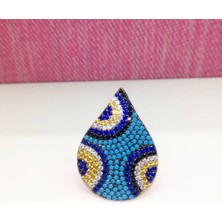 Oriental Kuyumculuk Jewellery Nazar Boncuklu Damla Rose Gümüş Yüzük