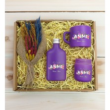 Bk Gift Kişiye Özel Isimli Dtf Anne Temalı Mor Kahve Fincanı & Kolonya & Mum & El Yapımı Kuru Çiçek Buketi Hediye Seti-3, Anneye Hediye, Anneler Günü Hediyesi
