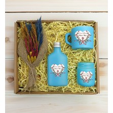 Bk Gift Kişiye Özel Isimli Dtf Anne Temalı Turkuaz Kahve Fincanı & Kolonya & Mum & El Yapımı Kuru Çiçek Buketi Hediye Seti-5, Anneye Hediye, Anneler Günü Hediyesi