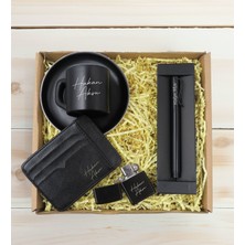 Bk Gift Kişiye Özel Isimli Siyah Türk Kahvesi Fincanı&metal Kalem&çakmak&kartlık Cüzdan Hediye Seti, Sevgiliye Hediye, Arkadaşa Hediye, Doğum Günü Hediyesi