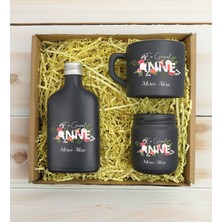 Bk Gift Kişiye Özel Isimli Dtf Anne Temalı Antrasit Kahve Fincanı & Kolonya & Mum Hediye Seti-1, Anneye Hediye, Anneler Günü Hediyesi