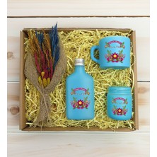 Bk Gift Kişiye Özel Isimli Dtf Anne Temalı Turkuaz Kahve Fincanı & Kolonya & Mum & El Yapımı Kuru Çiçek Buketi Hediye Seti-6, Anneye Hediye, Anneler Günü Hediyesi