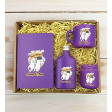 Bk Gift Kişiye Özel Isimli Dtf Best Friend Temalı Mor Defter & Kahve Fincanı & Kolonya & Mum Hediye Seti-4, Arkadaşa Hediye, Doğum Günü Hediyesi