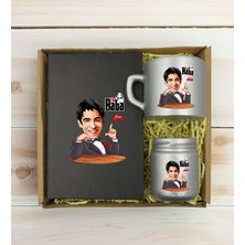 Bk Gift Kişiye Özel Dtf The Baba Karikatürlü Antrasit Defter & Gümüş Kahve Fincanı & Mum Hediye Seti-2, Babaya Hediye, Babalar Günü Hediyeleri