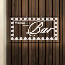 Bk Gift Kişiye Özel Isimli Akrilik Bar TABELASI(38X19CM)-10, Home Bar Tabela, Duvar Dekoru