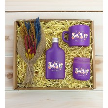 Bk Gift Kişiye Özel Isimli Dtf Anne Temalı Mor Kahve Fincanı & Kolonya & Mum & El Yapımı Kuru Çiçek Buketi Hediye Seti-4, Anneye Hediye, Anneler Günü Hediyesi