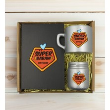 Bk Gift Kişiye Özel Isimli Dtf Baba Temalı Antrasit Defter & Gümüş Kahve Fincanı & Mum Hediye Seti-1, Babaya Hediye, Babalar Günü Hediyeleri