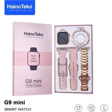 Tekno Trust Altın G9 Mini Amoled Ekranlı Bilezik Hediyeli 3 Kordonlu Şık Saati 41 mm 200-300 Mah Altın 6