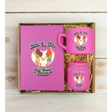 Bk Gift Kişiye Özel Isimli Dtf Best Friend Temalı Pembe Defter & Kahve Fincanı & Mum Hediye Seti-6, Arkadaşa Hediye, Doğum Günü Hediyesi
