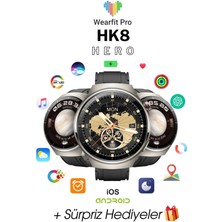 Tekno Trust Gri Wearfit Hk8 Hero Akıllı Kol Saati Yuvarlak Model 1.52INÇ 37MM Amoled Ekran (Gri) 500-600 Mah 1