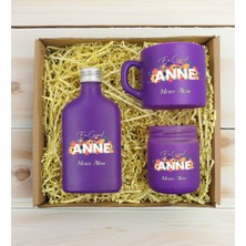 Bk Gift Kişiye Özel Isimli Dtf Anne Temalı Mor Kahve Fincanı & Kolonya & Mum Hediye Seti-2, Anneye Hediye, Anneler Günü Hediyesi