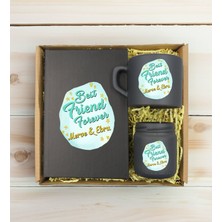 Bk Gift Kişiye Özel Isimli Dtf Best Friend Temalı Antrasit Defter & Kahve Fincanı & Mum Hediye Seti-2, Arkadaşa Hediye, Doğum Günü Hediyesi