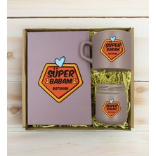 Bk Gift Kişiye Özel Isimli Dtf Baba Temalı Mat Gri Defter & Kahve Fincanı & Mum Hediye Seti-1, Babaya Hediye, Babalar Günü Hediyeleri