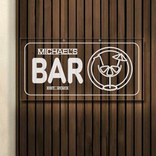 Bk Gift Kişiye Özel Isimli Akrilik Bar TABELASI(38X19CM)-21, Home Bar Tabela, Duvar Dekoru