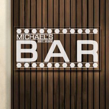 Bk Gift Kişiye Özel Isimli Akrilik Bar TABELASI(38X19CM)-9, Home Bar Tabela, Duvar Dekoru