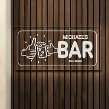 Bk Gift Kişiye Özel Isimli Akrilik Bar TABELASI(38X19CM)-33, Home Bar Tabela, Duvar Dekoru