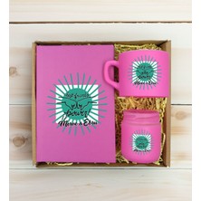 Bk Gift Kişiye Özel Isimli Dtf Best Friend Temalı Pembe Defter & Kahve Fincanı & Mum Hediye Seti-1, Arkadaşa Hediye, Doğum Günü Hediyesi