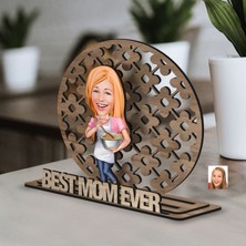 Bk Gift Kişiye Özel 3 Katmanlı Anne Karikatürlü Ahşap Biblo-12 Anneye Hediye, Anneler Günü Hediyeleri