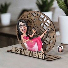 Bk Gift Kişiye Özel 3 Katmanlı Anne Karikatürlü Ahşap Biblo-6 Anneye Hediye, Anneler Günü Hediyeleri