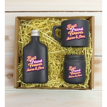 Bk Gift Kişiye Özel Isimli Dtf Best Friend Temalı Antrasit Kahve Fincanı & Kolonya & Mum Hediye Seti-3, Arkadaşa Hediye, Doğum Günü Hediyesi