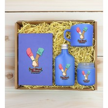 Bk Gift Kişiye Özel Isimli Dtf Best Friend Temalı Mavi Defter & Kahve Fincanı & Kolonya & Mum Hediye Seti-5, Arkadaşa Hediye, Doğum Günü Hediyesi