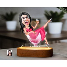 Bk Gift Kişiye Özel Kadın Karikatürlü Dekoratif 3D Biblo LED Işıklı Gece Lambası-3, Sevgiliye Hediye, Arkadaşa Hediye, Doğum Günü Hediyesi