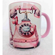 Mugs And Love Eski Telefon Vintage Baskı Büyük Boy Kupa