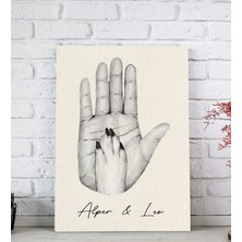 Bk Gift Kişiye Özel Isimli El ve Pati Tasarımlı Siyah Beyaz Kanvas Tablo-2 20X30, Ev Dekorasyonu, Arkadaşa Hediye