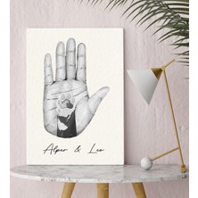 Bk Gift Kişiye Özel Isimli El ve Pati Tasarımlı Siyah Beyaz Kanvas Tablo-1 30X50, Ev Dekorasyonu, Arkadaşa Hediye