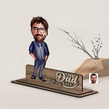 Bk Gift Kişiye Özel 3D Kabartma Isimli Baba Karikatürlü Ahşap Biblo-11, Babaya Hediye, Babalar Günü Hediyeleri