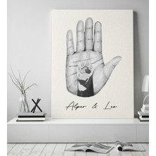 Bk Gift Kişiye Özel Isimli El ve Pati Tasarımlı Siyah Beyaz Kanvas Tablo-1 50X70, Ev Dekorasyonu, Arkadaşa Hediye