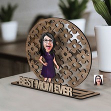 Bk Gift Kişiye Özel 3 Katmanlı Anne Karikatürlü Ahşap Biblo-4 Anneye Hediye, Anneler Günü Hediyeleri